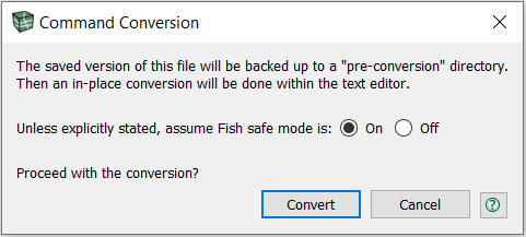 explicit command conversion dialog