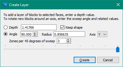the Create Layer dialog (with Angle option)