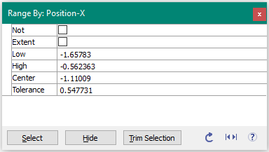 range by x position