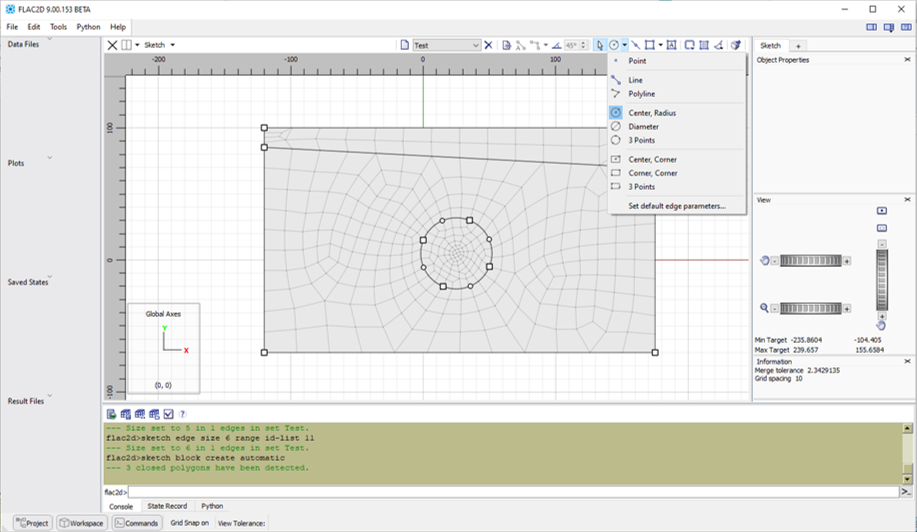 FLAC2D Sketch Pane